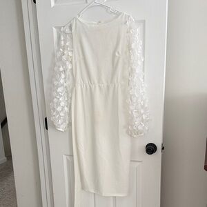 Bridal Elegant White Dress with Floral Sleeves